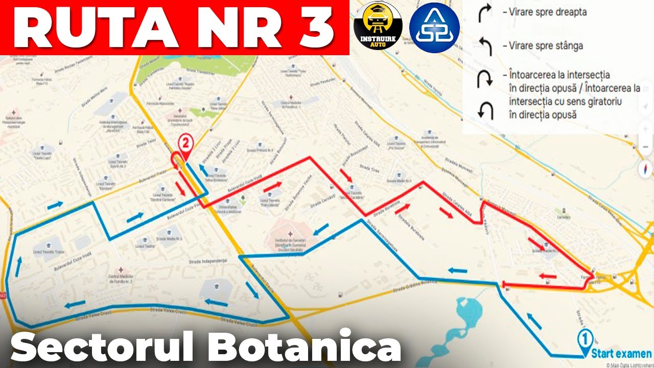 Ruta de examinare la proba practică Nr.3 Chișinău, sectorul Botanica, 2025! Rutele de examinare noi
