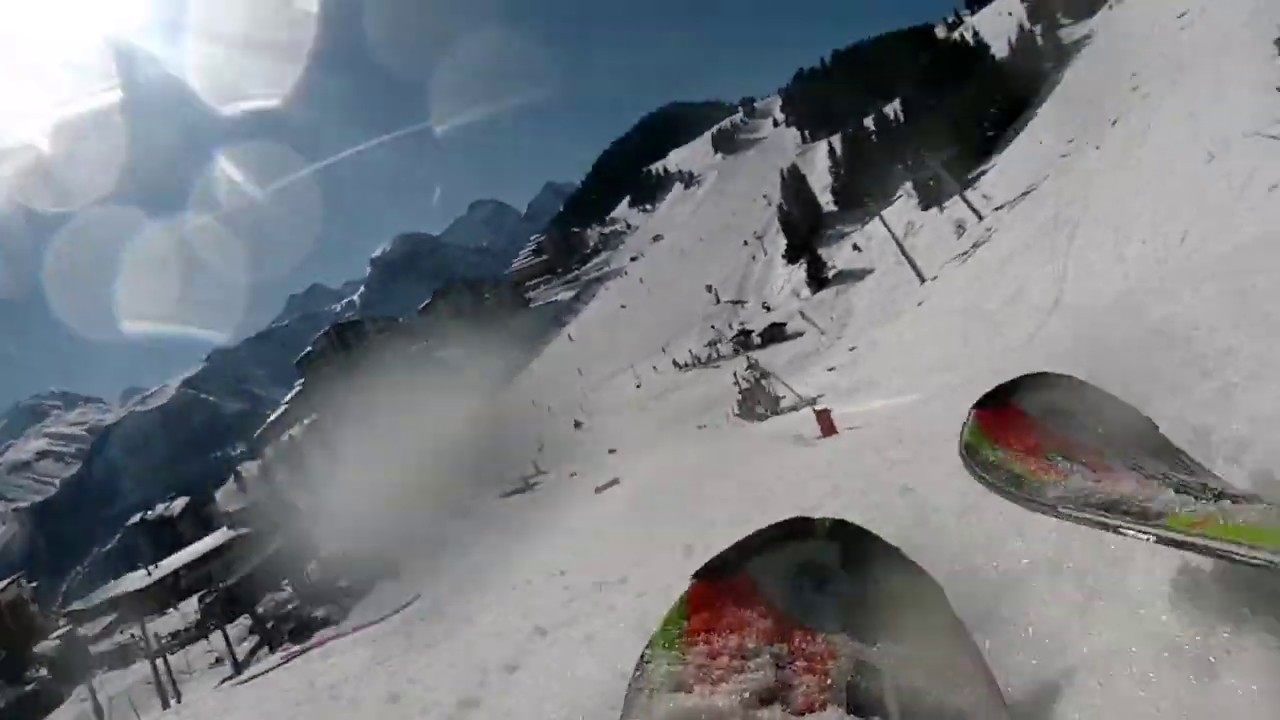 Action cam, yi lite, mount on ski, action cam ski view