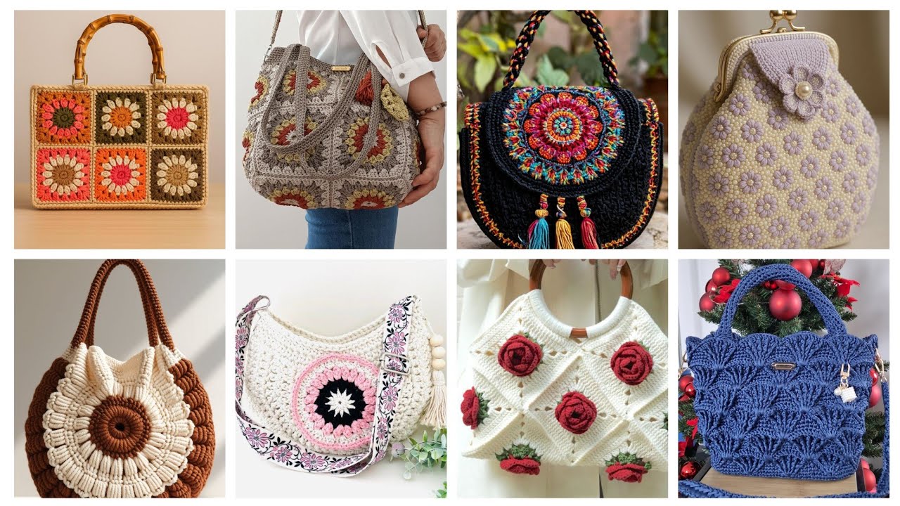 #1 unique stylish crochet hand bags designs/latest attractive crochet purse designs