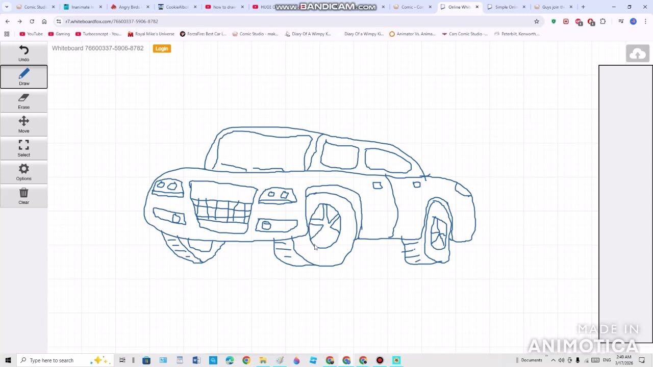 Drawing my Cursed Ugly Sedan in Online Whiteboard
