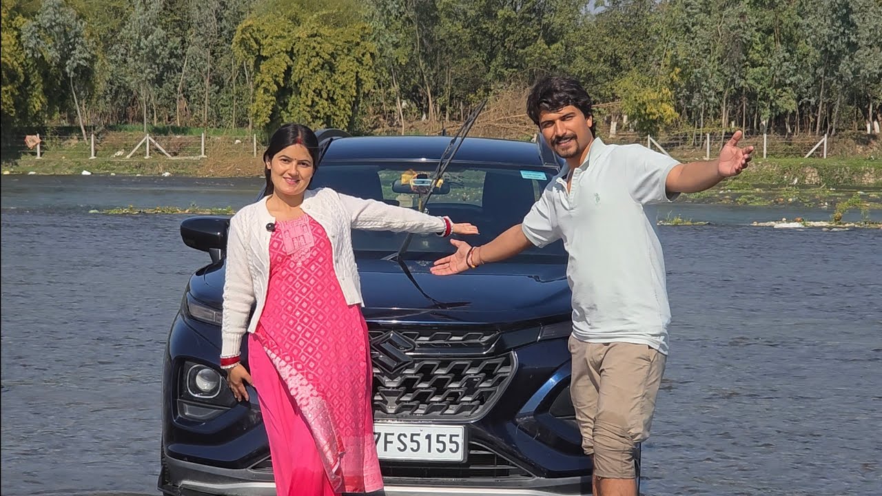 Fronx car se offroading🤠 karli aaj to 🤠 paani ke upar chaladi car 