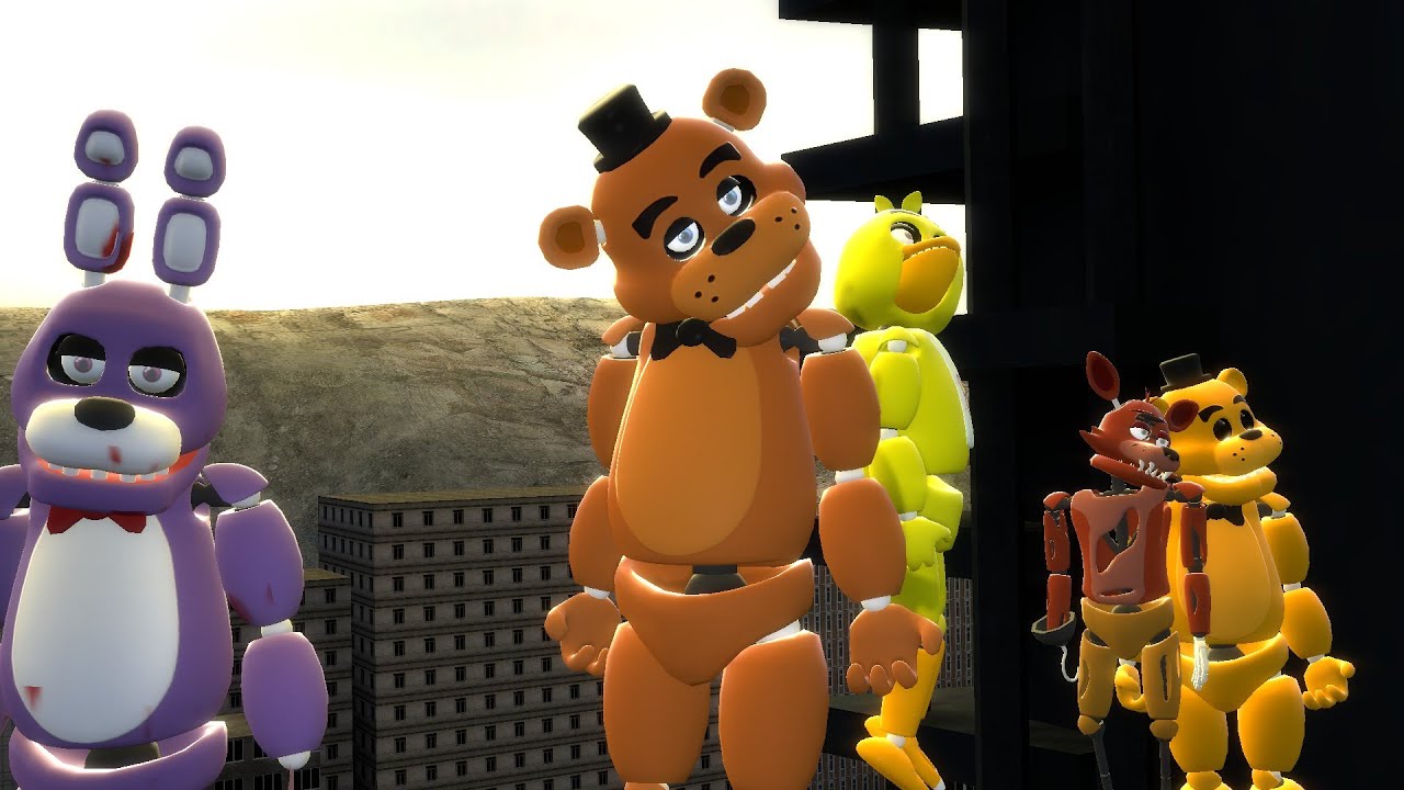 Throwing FNaF characters off a building 3