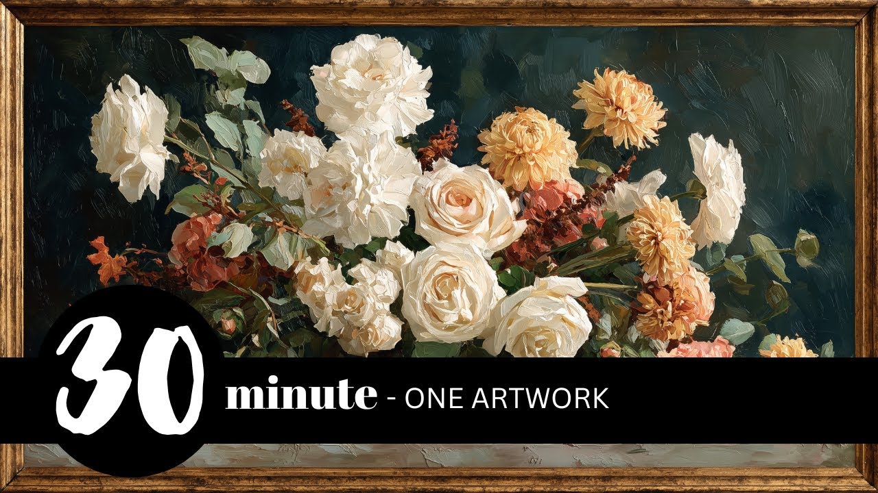 Framed Floral Painting for Samsung Frame TV | 30 Minutes | Elegant Wall Art Display
