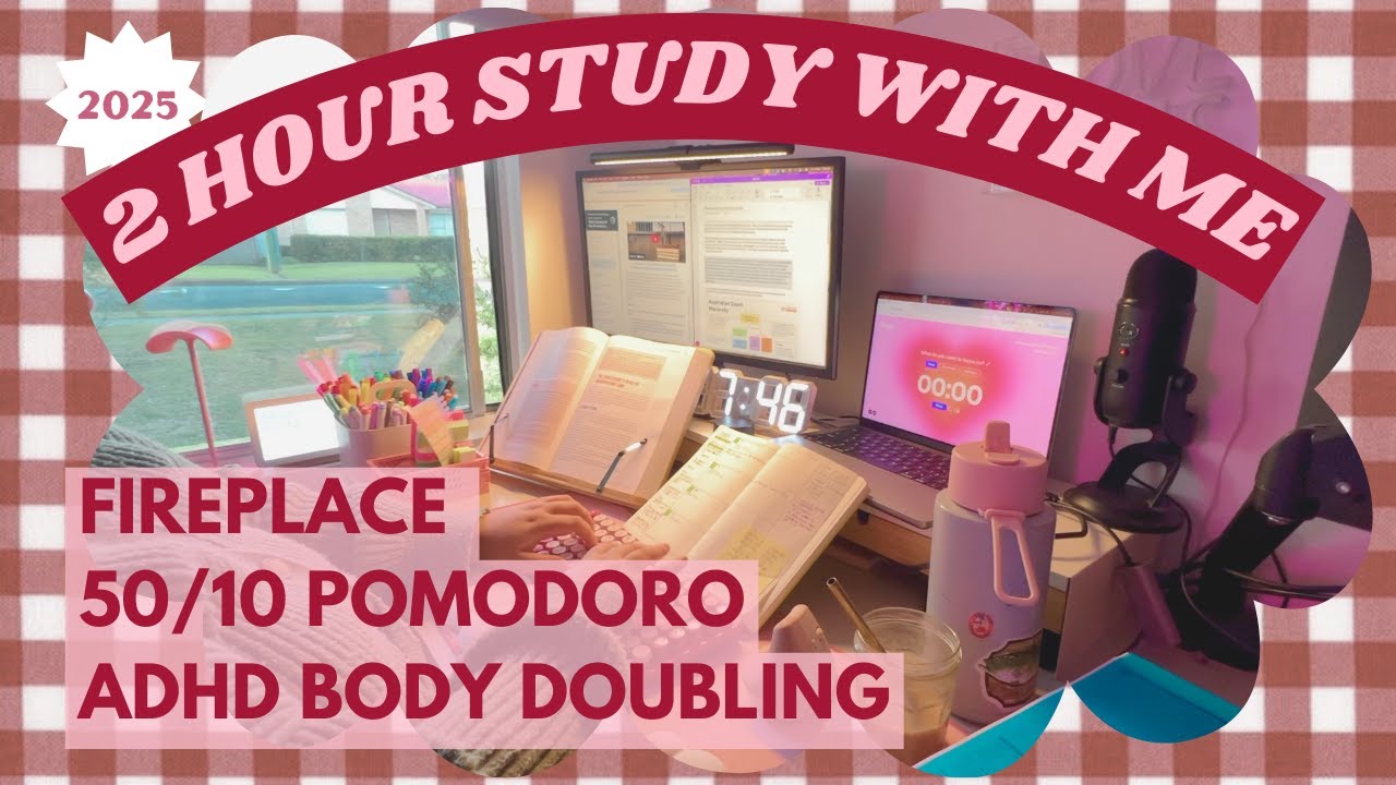 2 HR Study With Me 📚 Body Doubling for ADHD 📝 Pomodoro 50/10 Method