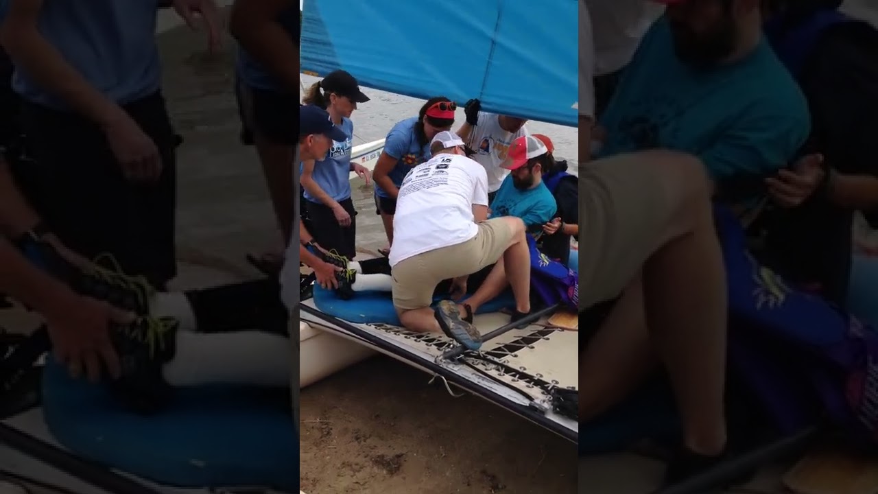 Quadriplegic Transfer onto Sailboat using the Comfort Carrier #accessiblesailing #comfortcarrier