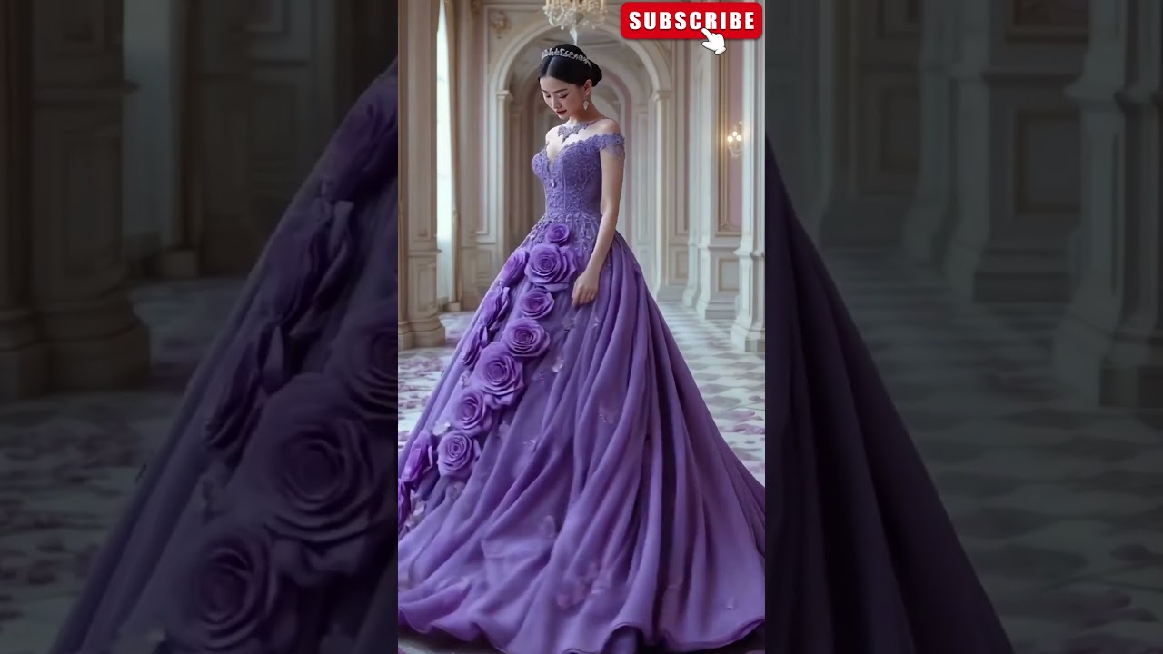purple Floral Wedding Dress 👰💍 Romantic Colored Bridal Gown 2026. #weddingdresses #weddingtrends