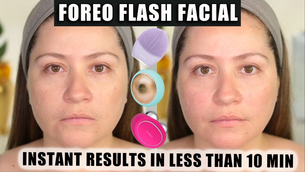 FOREO FLASH FACIAL IN LESS THAN 10 MIN | Real time Tutorial, tips and before & afters results