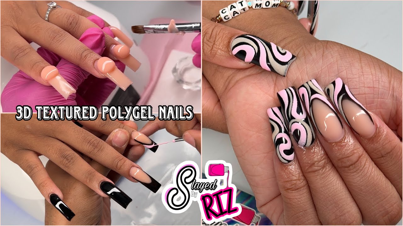 Textured 3D Nails|| Watch Me Work|| Polygel Nail Tech SLAYED BY RIZ