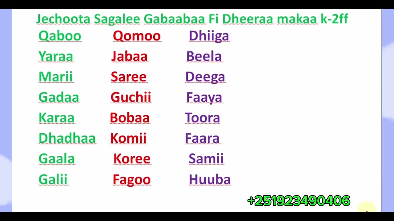 Jechoota Sagalee Gabaabaa Fi Dheeraa makaa k 2ff ✍️✍️✍️# Learn Afaan Oromoo #Amharic English letters