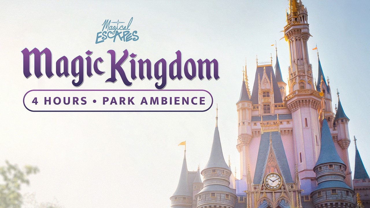 Magic Kingdom 4K Park Ambience | 4 Hours at Cinderella Castle Walt Disney World