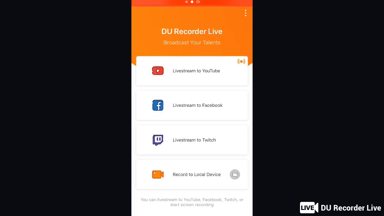 Livestream via DU Recorder Live