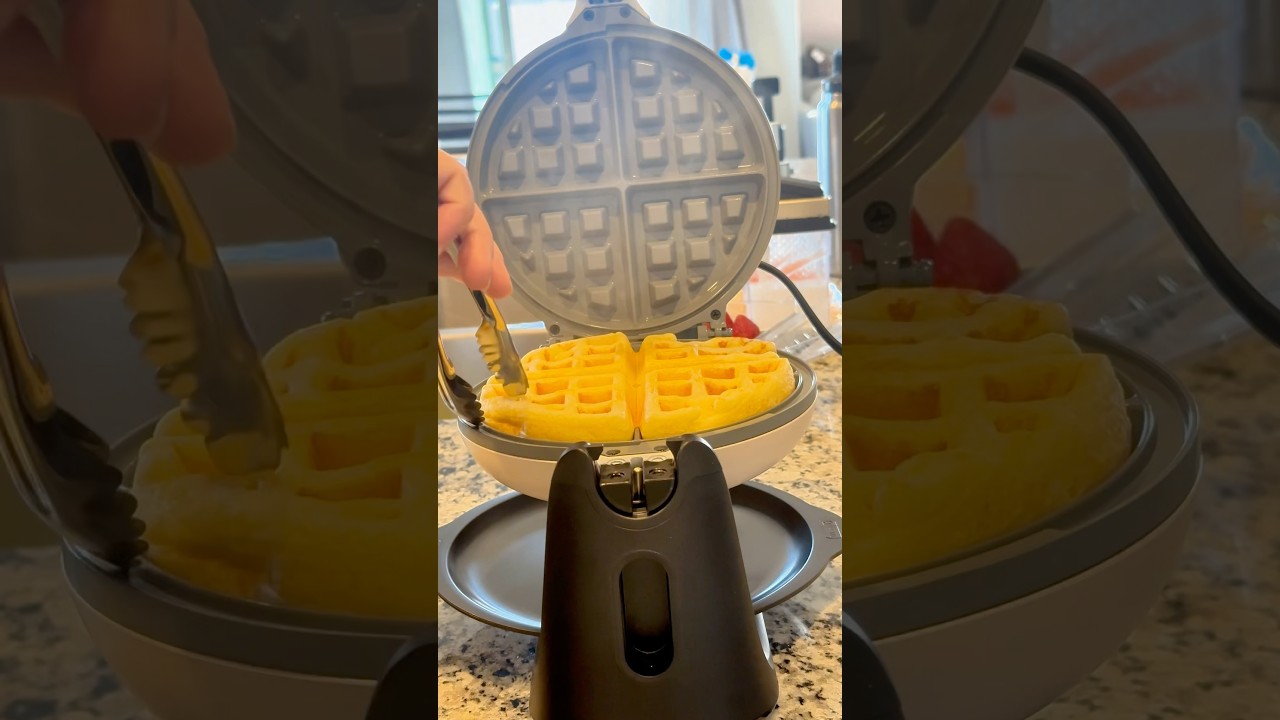 Using our Belgian waffle maker for the first time #waffle #wafflemaker