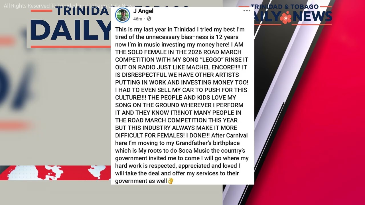 Soca Artist J Angel Says 2026 Is Her Last Year in Trinidad, Speaks Out on Road March Bias