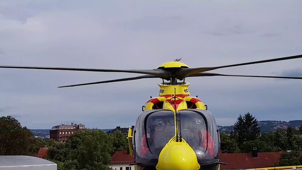 Busy helipad Ullevål hospital, Oslo Norway