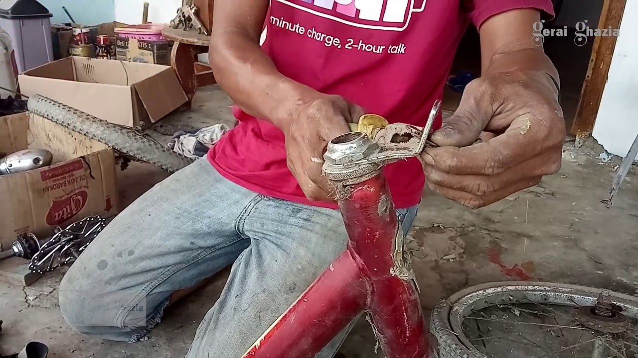 cara melepas stang, tiang stir dan garfu pada sepeda mini 20