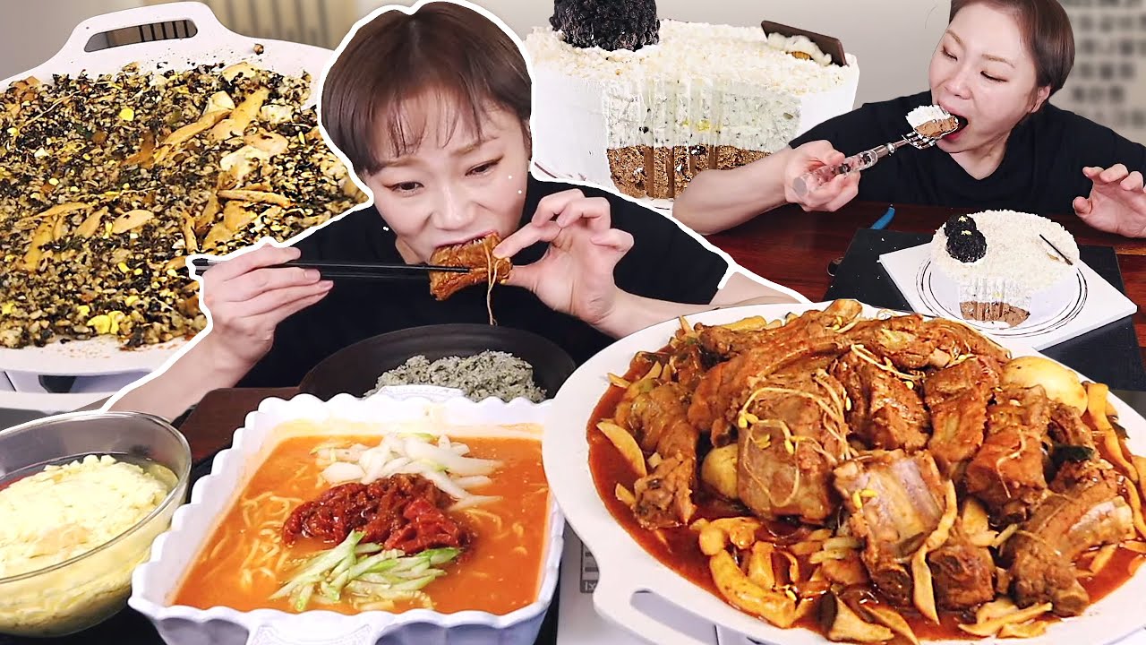 매운등갈비찜과 소울푸드 육회물회!! 후식은 하겐다즈 트러플 아이스크림케이크 먹방~! 220821/Mukbang, eating show