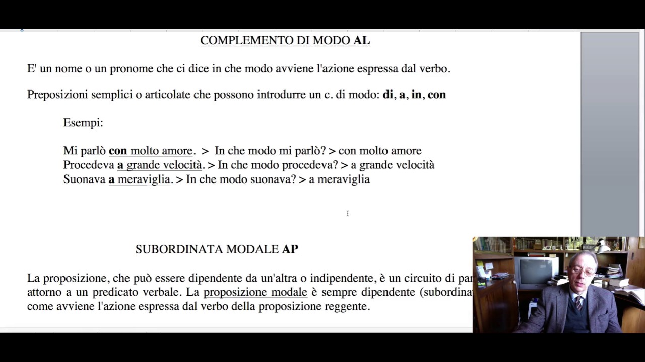 Congiunzione di modo, avverbio di modo, complemento di modo, subordinata modale, Latino/Italiano