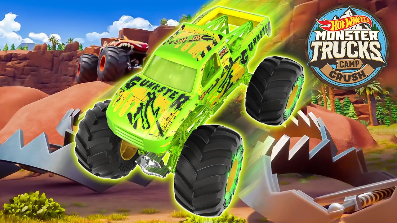 Hot Wheels Monster Trucks Rev Up for More Camp Crush Challenges! | Hot Wheels