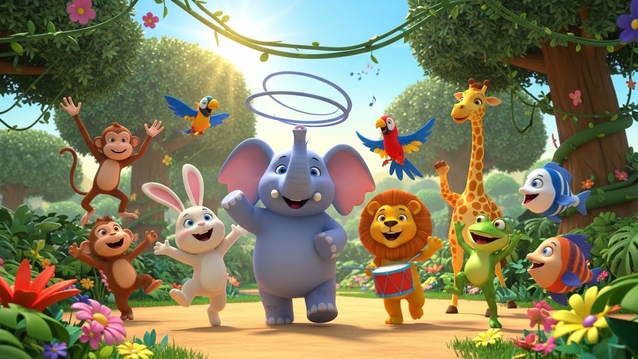 Jungle Dance Jam Song | kids nursery rhymes | Baby Animal Dance Cartoon 🌴🕺🐒