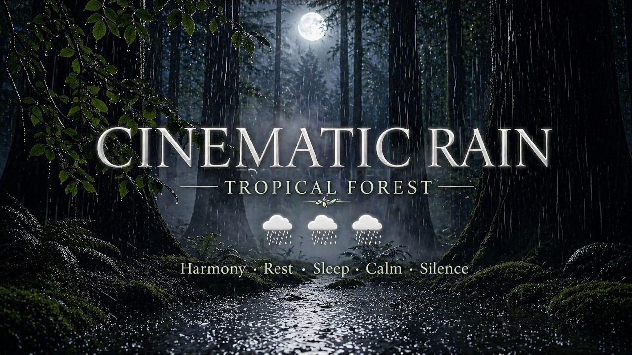 🌧️ Cinematic Rain in Forest | Peaceful Stream & Misty Tropical Nature Ambience