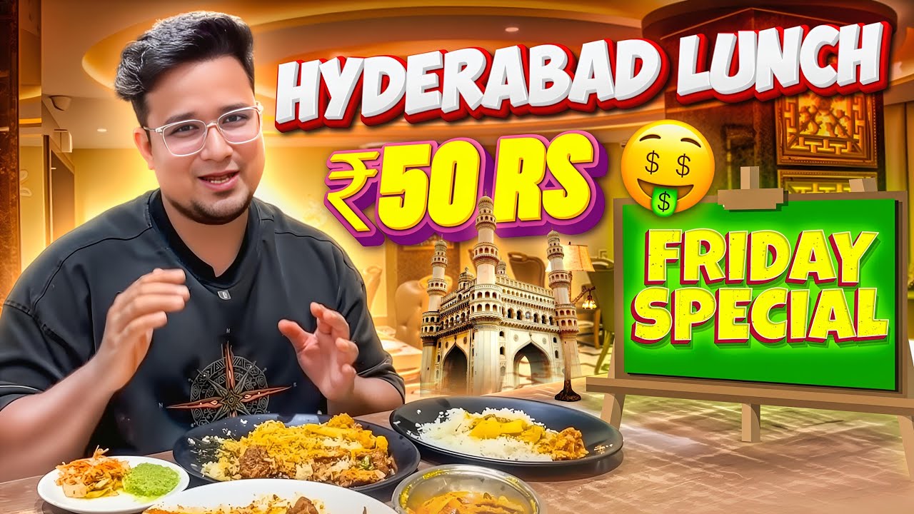 AC Family Lunch only at 50 Rs | Pakka Hyderabadi Lunch in OLD CITY | Explore with @bhukkanawab