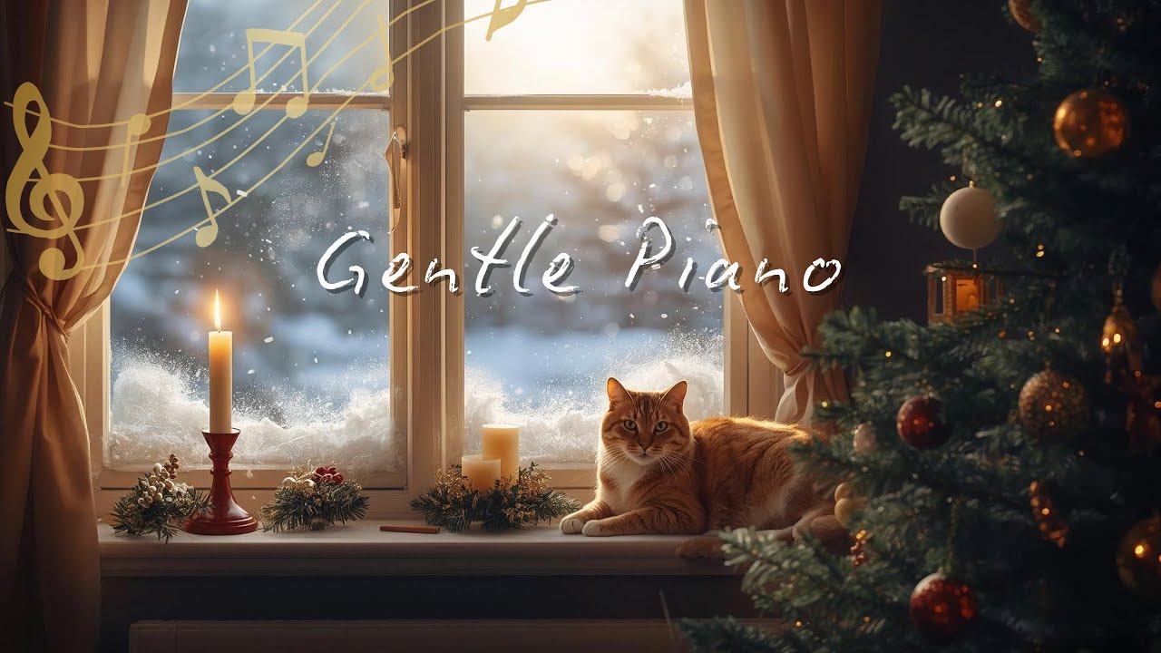 Snow Drifts Past Window, Gentle Christmas Piano, Cozy Winter Ambience for Relax, Sleep & Calm