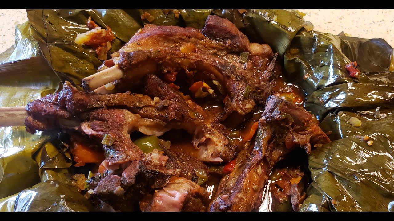 Pork Chops Prepared in Banana Leaves(Pork Luwombo)
