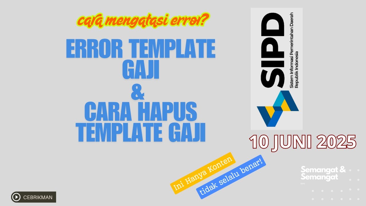 SIPD RI 2025: SOLUSI ERROR TEMPLATE GAJI & HAPUS TEMPLATE GAJI YANG BENAR