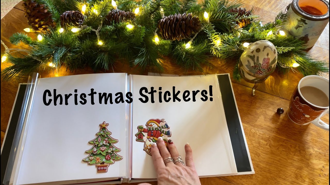Christmas Stickers! (Whispered version) Filling in the Sticker Album! ASMR Crinkles.