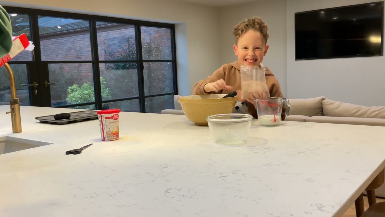Jude baking red velvet cupcakes