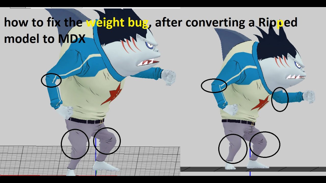How to fix the weight bug, after convert a Ripped model to MDX