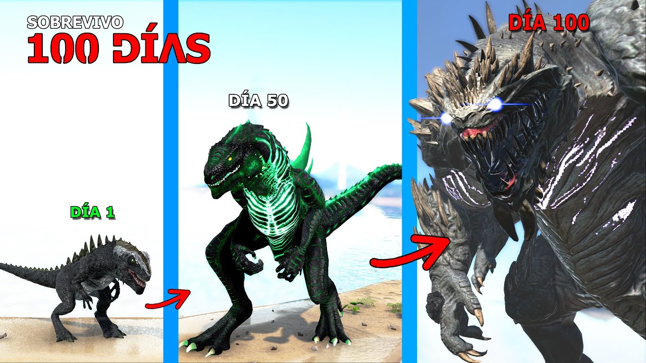 SOBREVIVO como GODZILLA TITÁN OSCURO 100 DÍAS en ARK! Evoluciono y lucho contra el Kaiju de Hielo