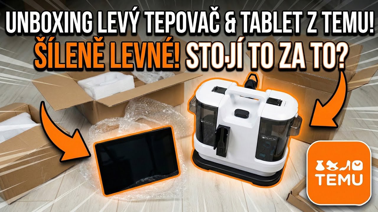 1. předvánoční 🎄UNBOXING z Temu: Testuji levný tepovač a tablet 🧹🖥️.