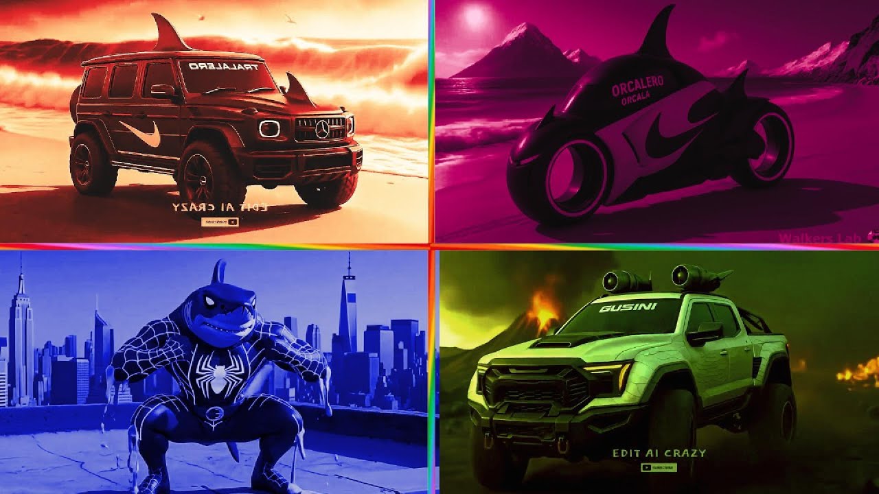 🔥 RED SHARK SUV 🆚 PINK ORCA BIKE 🆚BLUE SPIDER HERO🆚GREEN MONSTER TRUCKCRAZY BRAINROT | Tiles Hop EDM