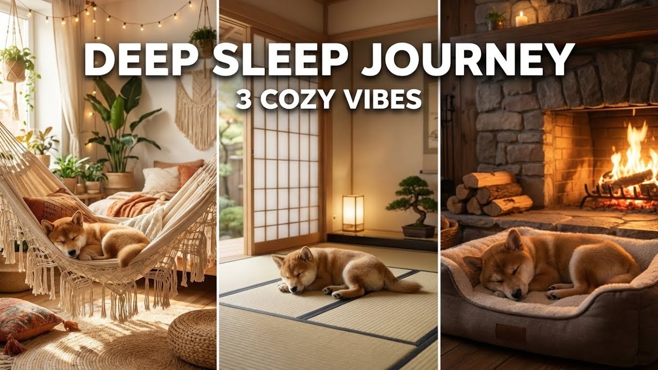 Shiba Inu Deep Sleep Music 💤 Separation Anxiety Relief | 3 Cozy Vibes (Boho, Zen, Fireplace)