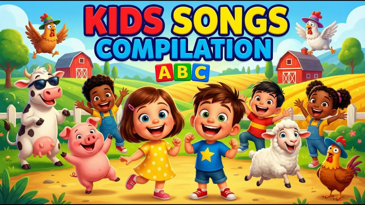 Kids Songs & Nursery Rhymes | 5 Little Monkeys, Wheels on the Bus – Learn ABC & Animals