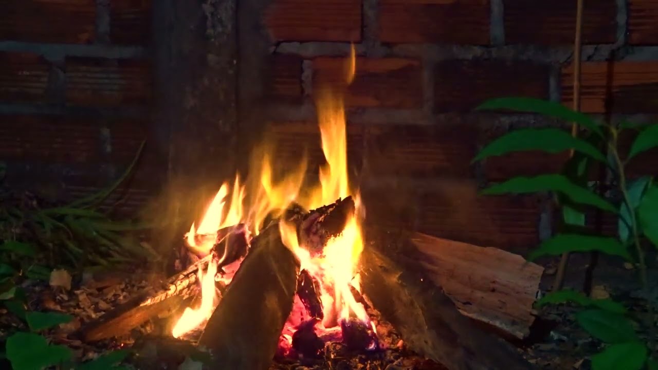🔥4 Hour Relaxing Outdoor Fireplace | Crackling Fire Sounds