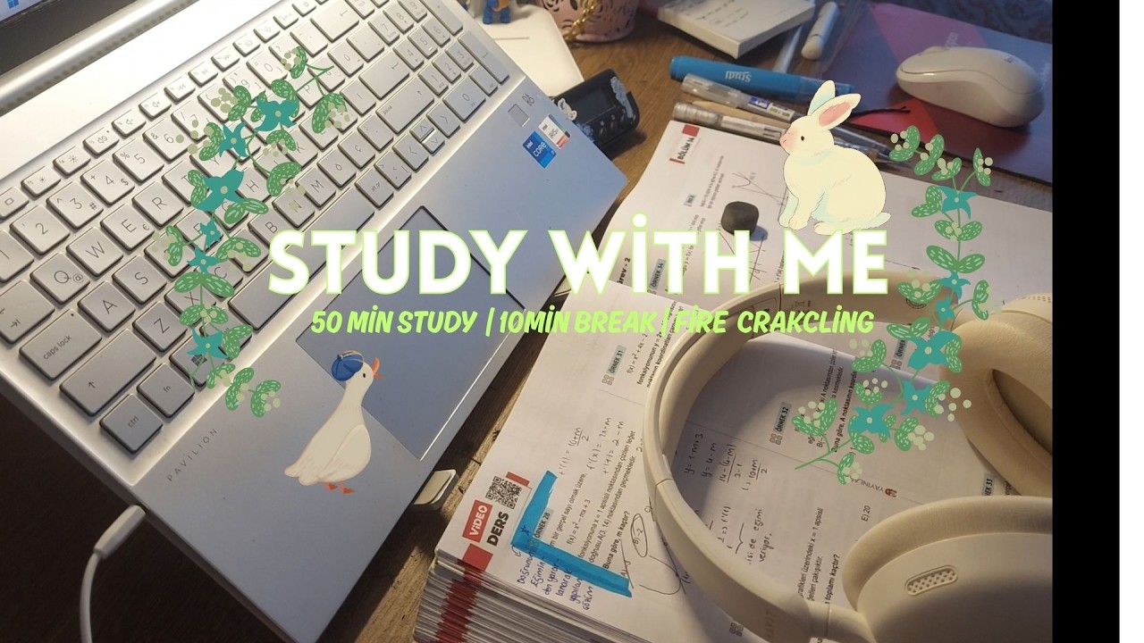 STUDY WİTH ME |50MİN STUDY (TWO BLOCKS)/10MİN BREAK |FİRE SOUND|RELAXİNG