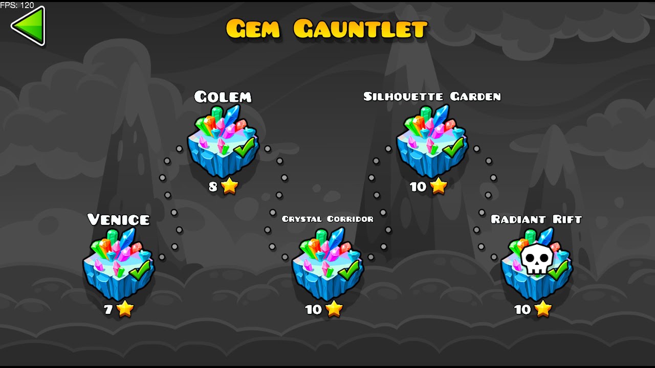 (All Coins + Clicks) Gem Gauntlet Complete - Geometry Dash