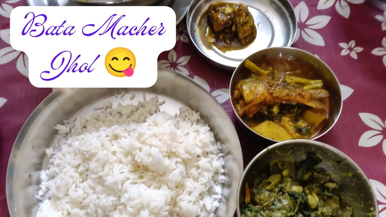 Bata Macher jhol, Kumro torkari ebong Shaak bhaja 🤤