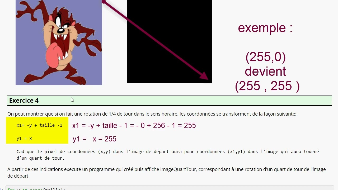 Rotation d'une image avec un coût en mémoire constant