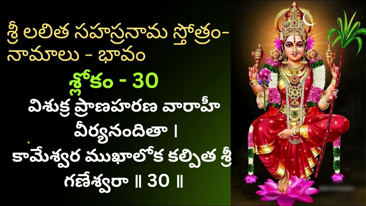 Sri Lalitha Sahasranama Sloka 30 Meaning 🙏 శ్రీ లలిత సహస్రనామ స్తోత్రం-శ్లోకం 30 లోని 2 నామాల వివరణ|