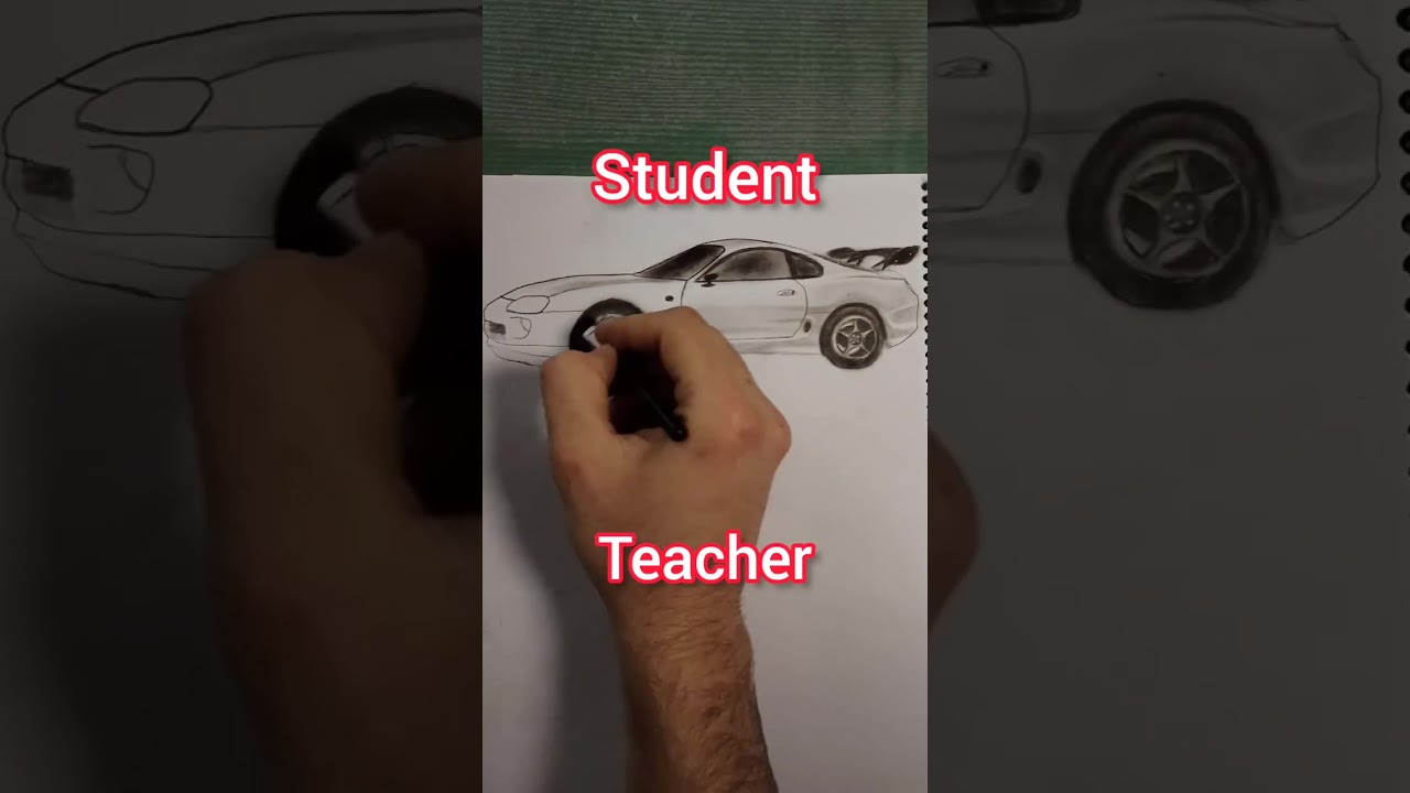 Toyota Supra drawing at student and teacher level/ side view car drawing