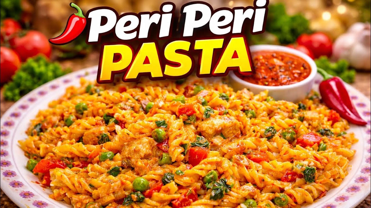 PERI PERI CHICKEN PASTA RECIPE YUMMY AND TASTY 