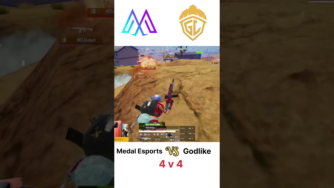Medal Esports vs Godlike Esports 4V4 fight !! Medal win fight 🔥🔥