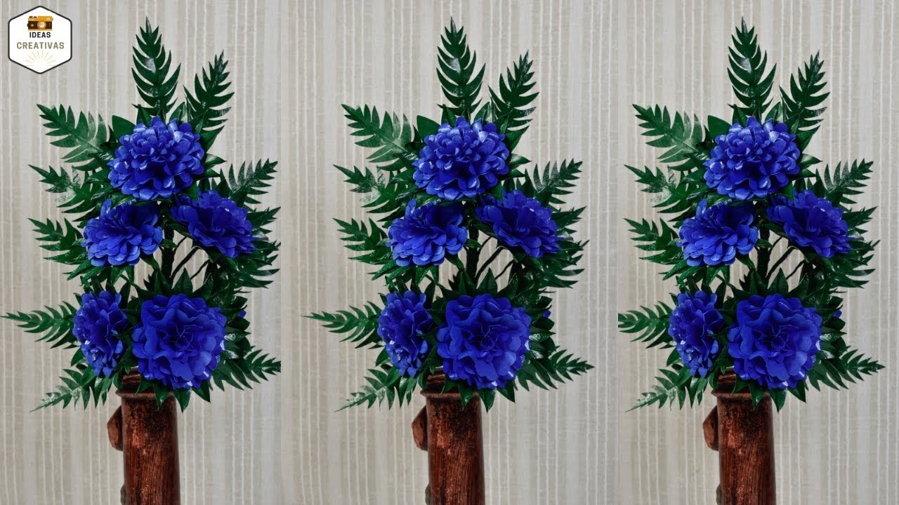 Ramo de Flores con Bolsa Plástica | Flores Hortensia | Manualidades con Nylon