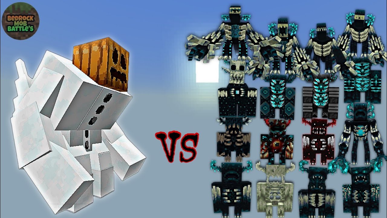 Mutant Titan Snow Golem Ex vs Warden Plus | Minecraft Bedrock | Mob Battle
