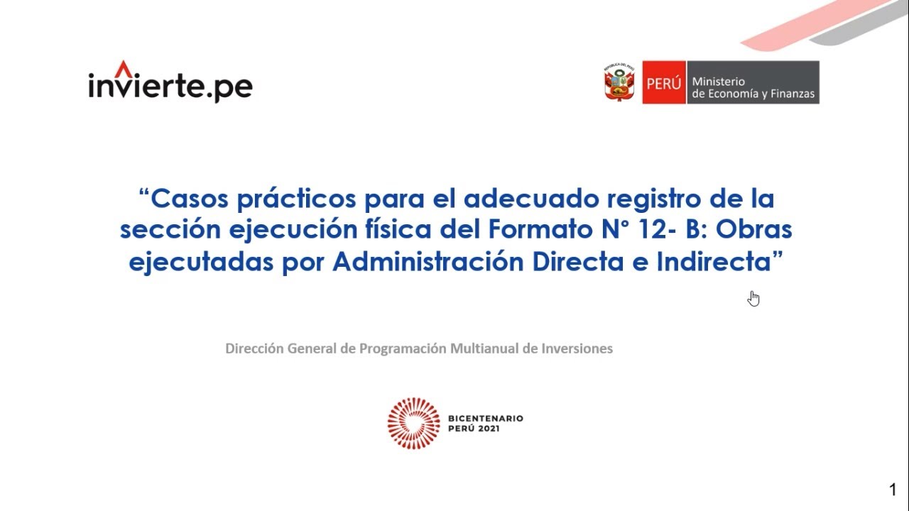 Casos prácticos para el adecuado registro de la sección ejecución física del Formato N ° 12- B