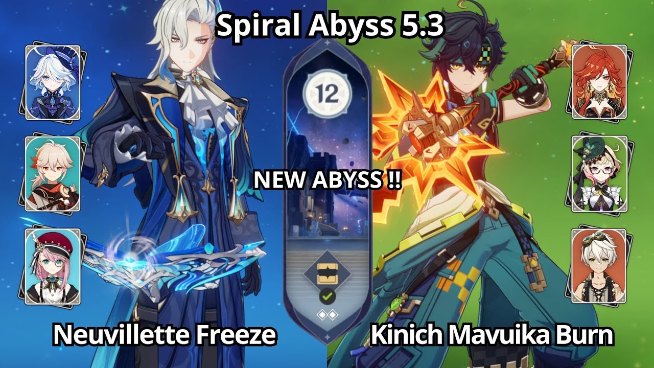 NEW !! C0 Neuvillette Freeze & C0 Kinich Mavuika Burn - Spiral Abyss 5.3 Floor 12 Genshin Impact