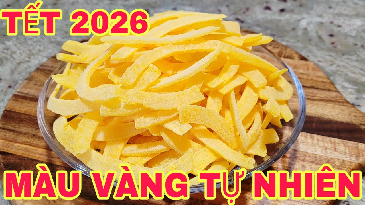 Mứt Dừa Nhụy Hoa Nghệ Tây: Màu vàng óng ả, sang trọng cho khay mứt Tết 2026 🥥✨